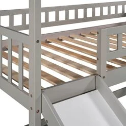 Twin Over Twin Bunk Bed With Two Drawers And Slide - Grey -Furniture Kids Store 00a7a70f 71dd 4680 9ed8 b4d80326478a