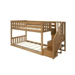 Max And Lily Twin Over Twin Low Bunk Bed With Staircase - Pecan -Furniture Kids Store 020bfceb 01cd 42d2 9849 8e8986a17878