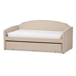 Baxton Studio Lefteris Nailhead Trim Arched Twin Daybed With Trundle - Grey -Furniture Kids Store 0353d52c 0cb6 41a2 b94b 1b7cec281fee