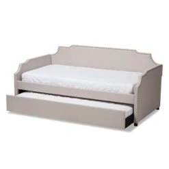 Baxton Studio Contemporary Twin Size Daybed With Roll Out Trundle Guest Bed - Grey -Furniture Kids Store 03bf40dc 55f6 44ce 9b03 d9442315276c
