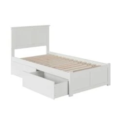 Madison Twin Platform Bed With Footboard And 2 Drawers In White - White - Twin -Furniture Kids Store 0829dd6b cef7 4dd6 9aff 5938ee5c3b6a