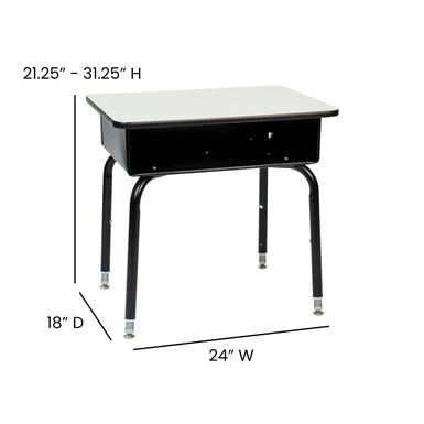 5 Pack Student Desks With Open Front Metal Book Boxes - School Desk - 24"W X 18"D X 22.25" - 31.25"H - Gray 16 5 Pack Student Desks With Open Front Metal Book Boxes - School Desk - 24"W X 18"D X 22.25" - 31.25"H - Gray - Image 15