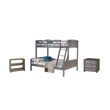 Twin Over Full Bunk With Case Goods - Bunk, 3 Drawer Chest, Bookcase 3 Twin Over Full Bunk With Case Goods - Bunk, 3 Drawer Chest, Bookcase