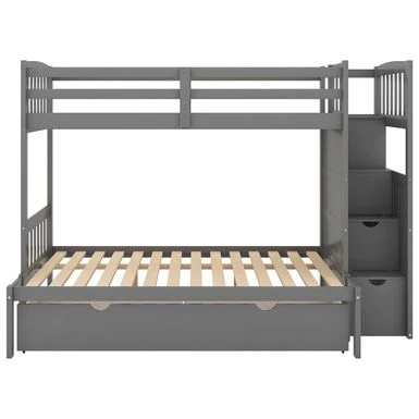 Twin Over Full/Twin Bunk Bed, Convertible Bottom Bed, With Drawers - White 16 Twin Over Full/Twin Bunk Bed, Convertible Bottom Bed, With Drawers - White - Image 14