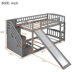 Merax Wood Twin Over Twin Bunk Bed With 2-Drawers And Slide - Grey -Furniture Kids Store 0eb8d976 aff7 4f1d 9364 fdd49489ff3d