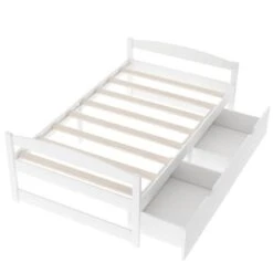 Nestfair Twin Size Platform Bed With 2-Drawers - White -Furniture Kids Store 0f3af280 89d3 4f66 8495 3515840a0f00