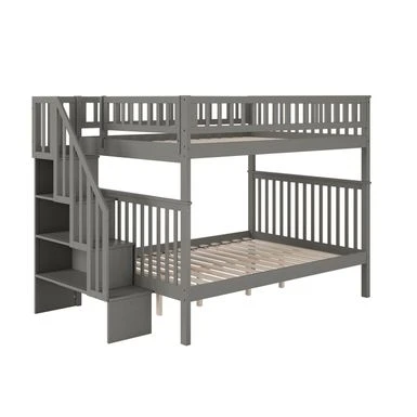 Woodland Staircase Bunk Bed In Grey - Twin Over Full 10 Woodland Staircase Bunk Bed In Grey - Twin Over Full - Image 8