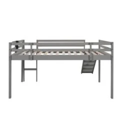 Nestfair Full Size Wooden Loft Bed With Slide And Chalkboard - Walnut -Furniture Kids Store 201130b3 d238 4fde a5c1 f2129dd66f5b