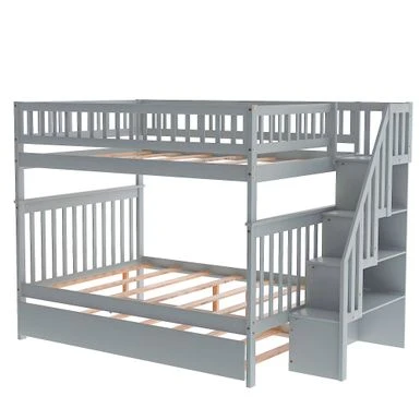 Nestfair Full Over Full Bunk Bed With Trundle And Staircase - White 7 Nestfair Full Over Full Bunk Bed With Trundle And Staircase - White - Image 5