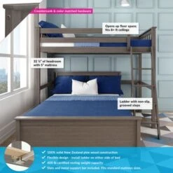Max And Lily L Shaped Twin Over Full Bunk Bed - Grey -Furniture Kids Store 212fc4ab 82bd 47a0 9313 f94f5b49b129