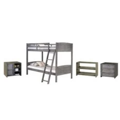 Twin Over Twin Bunk With Case Goods - Bunk, 3 Drawer Chest, 2 Drawer Chest, Bookcase