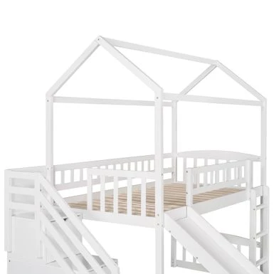 Nestfair Twin Size Loft Bed With Stairs And Two Drawers - White 16 Nestfair Twin Size Loft Bed With Stairs And Two Drawers - White - Image 14