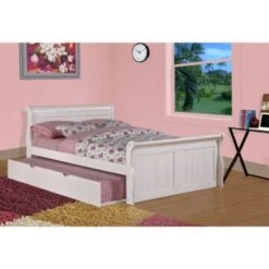 Donco Kids White Sleigh Bed With Trundle - Twin With Twin Trundle -Furniture Kids Store 247e3665 1f05 4ee5 a4ec a02c75875b52