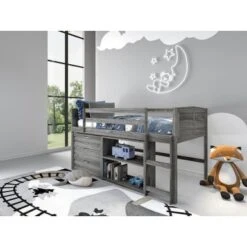 Taylor & Olive Dardanelle Grey Wood Twin Low Loft Bed - Twin Loft - 3 Drawer Chest Bookcase And Small Bookcase -Furniture Kids Store 24c9e001 1feb 4f46 8a38 0eb68ba651f1