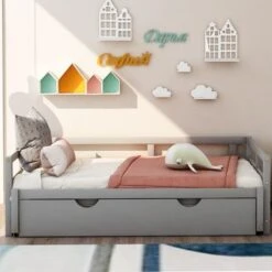 Extending Daybed With Trundle, Wooden Daybed With Trundle - Grey 24 Extending Daybed With Trundle, Wooden Daybed With Trundle - Grey -Furniture Kids Store 24fe8e0a 433f 43fb 96b7 ab4656830d0b