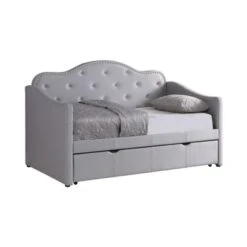 Coaster Furniture Elmore Pearlescent Grey Upholstered Twin Daybed With Trundle - Pearlescent Grey - Twin -Furniture Kids Store 2501850b 414f 454d b826 25c099eec341