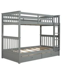 Twin-Over-Twin Bunk Bed With Ladders And Two Storage Drawers - White -Furniture Kids Store 2581288b 6287 45ef 98c0 3e9cd6dbfe49