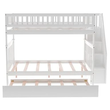 Nestfair Full Over Full Bunk Bed With Trundle And Staircase - White 15 Nestfair Full Over Full Bunk Bed With Trundle And Staircase - White - Image 13