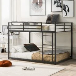 Nestfair Full Over Full Metal Bunk Bed - Black