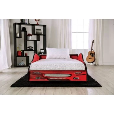 Buckner Mordern Race Car Design Youth Platform Bed By Furniture Of America - Red 6 Buckner Mordern Race Car Design Youth Platform Bed By Furniture Of America - Red - Image 4