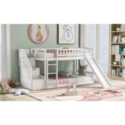 Stairway Twin Over Twin Bunk Bed With Two Drawers And Slide - Grey -Furniture Kids Store 29f4f976 89f0 41fa 9bf6 3ea6157d9647