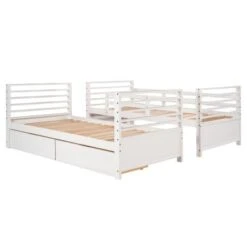 Nestfair Twin Over Twin Wood Bunk Bed With Two Drawers - Grey -Furniture Kids Store 2cd453bc ccfd 4dd8 bb3c 3809a0c96cce
