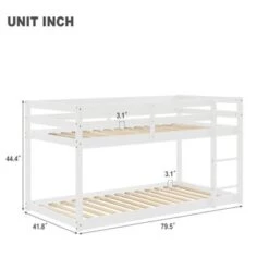 Twin Over Twin, Floor Bunk Bed - White. -Furniture Kids Store 2cfc3c27 f3d2 4f4a a50c f98e9a369c31