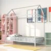 Nestfair Twin Size Metal Platform Bed House Bed - Silver -Furniture Kids Store 35125c53 1e8d 4bca abc3 ac6184c1a445