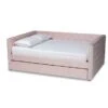 Baxton Studio Larkin Modern Velvet Fabric Upholstered Daybed With Trundle - Queen - Pink -Furniture Kids Store 36978d18 4105 4440 9ed2 253eae2873d4