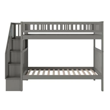 Woodland Staircase Bunk Bed In Grey - Twin Over Full 6 Woodland Staircase Bunk Bed In Grey - Twin Over Full - Image 4