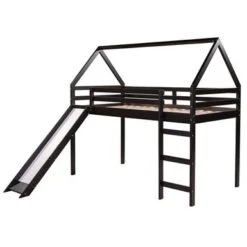 Modern Design Twin Size Loft Bed With Slide, House Bed - Grey -Furniture Kids Store 39c5ba51 b102 4aeb 82b5 c96036a96f86