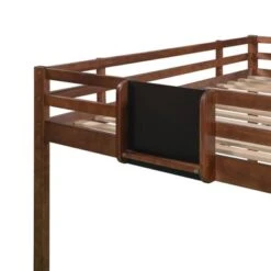 Nestfair Full Size Wooden Loft Bed With Slide And Chalkboard - Walnut -Furniture Kids Store 3abd0b66 3740 49fe b0bd 7825768defbd