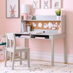 Martha Stewart Kid's Desk With Hutch And Chair - Grey