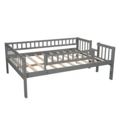 Nestfair Full-Over-Full Triple Bed With Guardrails And Slide - Grey -Furniture Kids Store 40075013 fa19 4d54 8e1b 5db34ea35685