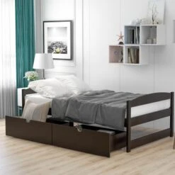 Nestfair Twin Size Platform Bed With 2-Drawers - White -Furniture Kids Store 403246d3 8d68 44da a9d9 311a7fcd885c