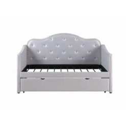Coaster Furniture Elmore Pearlescent Grey Upholstered Twin Daybed With Trundle - Pearlescent Grey - Twin -Furniture Kids Store 40dcd272 24d9 4428 9bcf c142cca00314