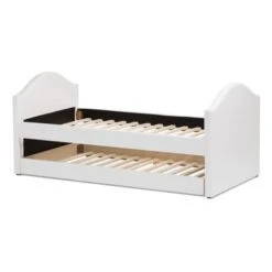 Baxton Studio Dorus Faux Leather Upholstered Daybed With Guest Trundle Bed - Twin Daybed-White -Furniture Kids Store 42fd6baa cfe2 4cea a250 a6cfa8458b2e