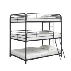 Coaster Furniture Garner Gunmetal Triple Bunk Bed With Ladder - Full/Twin/Full -Furniture Kids Store 43385969 f721 4c68 b735 60d5cacf94c1