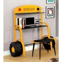 Netz Modern Yellow Metal 2-piece Workstation Desk Set By Furniture Of America - Yellow/Black