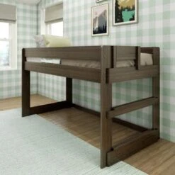 Max And Lily Farmhouse Twin-Size Low Loft Bed - Barnwood Brown