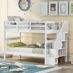 Stairway Twin-Over-Twin Bunk Bed With Storage And Guard Rail - Espresso -Furniture Kids Store 4b95b671 856e 4705 9dc5 af25556f0c32