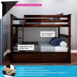 Max And Lily Twin Bunk Bed With Storage Drawers - Grey -Furniture Kids Store 4cbd0fba 599d 4cd0 92d5 2a9f5fa140c8