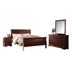 Acme Furniture Louis Philippe Cherry 4-Piece Sleigh Bedroom Set - Twin -Furniture Kids Store 4f26d8e7 2ed4 408a 81ac 46da6a7614a5