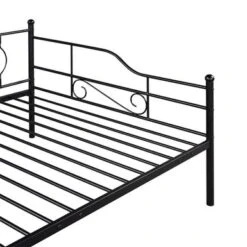 Merax Metal Daybed With Twin Size Portable Folding Trundle - Black - Twin -Furniture Kids Store 50c50bc0 eff9 4a4e ba0a 53b5acb5dcf7