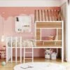 Merax Twin House Loft Bed With Roof, Window, Guardrail, Ladder - White -Furniture Kids Store 50cb120c a475 4e9b 8f3b 0125343cd4ff