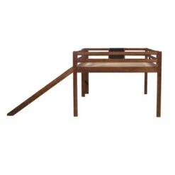 Nestfair Full Size Wooden Loft Bed With Slide And Chalkboard - Walnut -Furniture Kids Store 51048d4b 4fe6 4865 8d3b 62e4b5383988