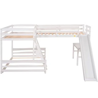 Merax L-shaped Twin Over Full Bunk Bed With Twin Size Loft Bed, Desk, Slide - Espresso 7 Merax L-shaped Twin Over Full Bunk Bed With Twin Size Loft Bed, Desk, Slide - Espresso - Image 5