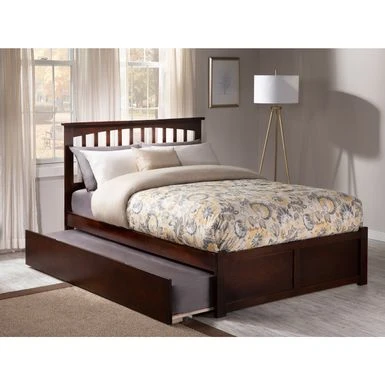 Mission Full Platform Bed With Footboard And Twin Trundle In Walnut - Brown - Full 3 Mission Full Platform Bed With Footboard And Twin Trundle In Walnut - Brown - Full