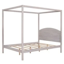 Nestfair Full Size Canopy Platform Bed With Headboard And Support Legs - Grey -Furniture Kids Store 546c17b9 8f4e 4527 a65e 010d04cbe4d2