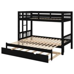 Nestfair Twin Over Full Pull-out Bunk Bed With Trundle - White -Furniture Kids Store 5581c5a5 ce9a 42b3 849a d231464765e4